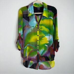 Clara Sun Woo Lightweight Multicolor Tunic Blouse-Semi Sheet-Art to Wear-Large